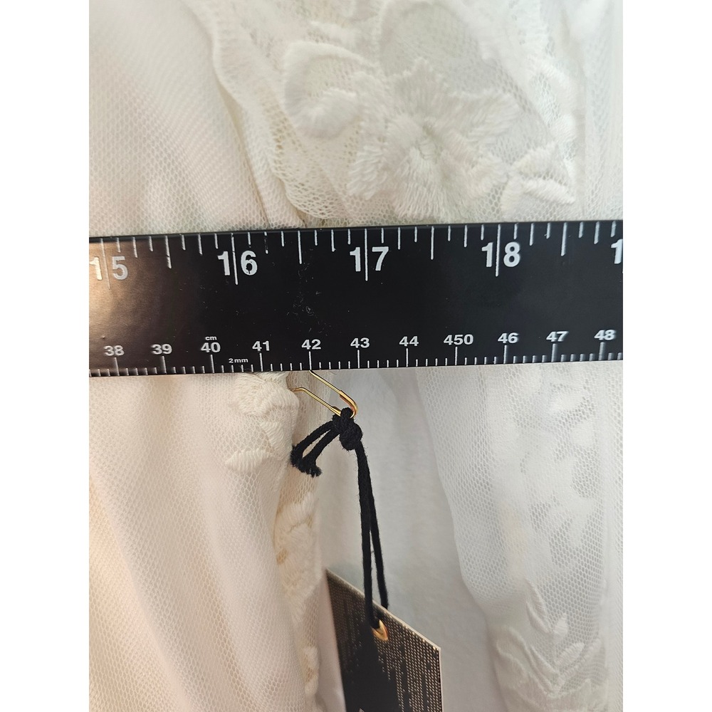 [Cottagecore] Forever 21 Floral Lace Mini Dress Womens L Cream Open Back‎ NWT - Picture 11 of 12